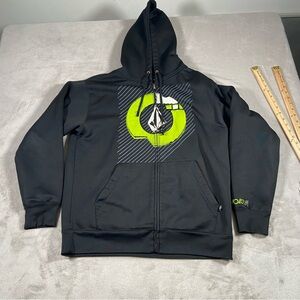 Volcom Sweater Men's Size L Black Hooded Logo Heavy Full Zip Y2K Skate Hoodie